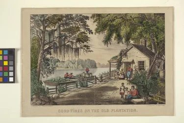 Good Times On The Old Plantation (litografía coloreada a mano)