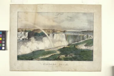 Cataratas del Niágara, desde el lado canadiense (litografía coloreada a mano)