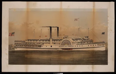 Paddle Steamer City of Troy Citizens Line Troy y Saratoga (litografía, coloreada)