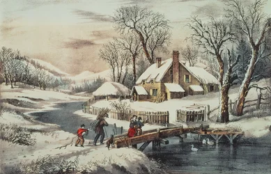 El invierno de Ingleside, publicado por Currier & Ives (impreso)