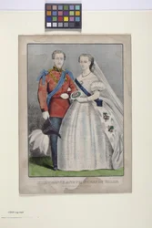 El Príncipe y la Princesa de Gales (litografía coloreada a mano)