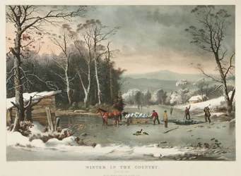Invierno en el campo, recogiendo hielo