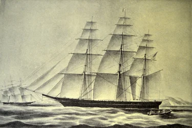 Ilustración de Currier & Ives del Siglo XIX. El Barco Clipper Huracán