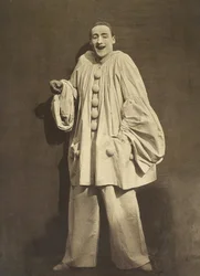 Pierrot riendo (mimo francés Charles Deburau), foto por Gaspard-Felix Tournachon alias Nadar, c. 1855