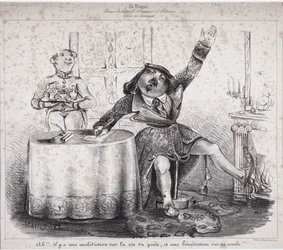 ¡Ah! ¡Hay una maldición en la vida del poeta y una maldición en su tumba! Uno de los primeros dibujos de Felix Tournachon apareció en "La Vogue, revista industrial, artística y literaria"