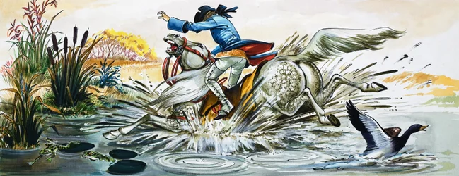 Las maravillosas aventuras del barón Munchausen (gouache sobre papel)