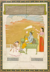 Lakshmi masajeando el pie de Vishnu, ca. 1765-1770
