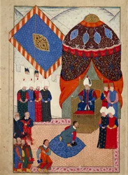 La recepción del príncipe heredero húngaro, Zsigismond Janos, por Suleyman I el 29 de junio