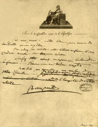 Carta del Primer Cónsul Napoleón Bonaparte al Conde de Provenza, 6 de septiembre de 1800, 1921