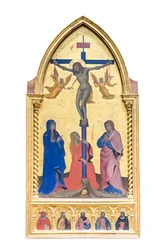 Crucifixión; y santos