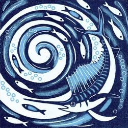 Pez vela, 2010 (xilografía en color)