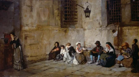 La espera, los familiares de los presos, por Natale Attanasio (1846-1923)