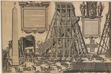 La erección del obelisco en la Plaza de San Pedro
