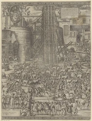 Erección del obelisco en la Plaza de San Pedro