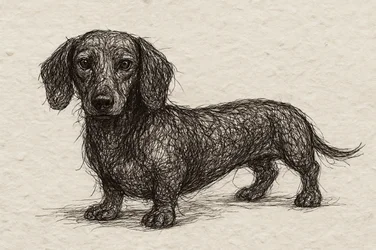 Dibujo de un perro salchicha atento