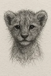 Dibujo de un cachorro de león muy mono