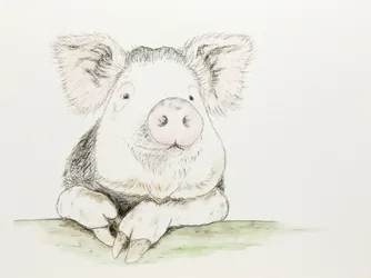 Un cerdito muy mono pintado en acuarela