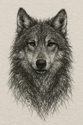 Dibujo detallado de un lobo