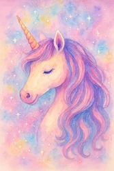 Unicornio de colores pastel de ensueño