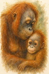 El tierno abrazo de un orangután