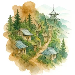 Pueblo de montaña japonés