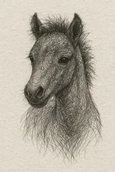 Retrato de un potro peludo