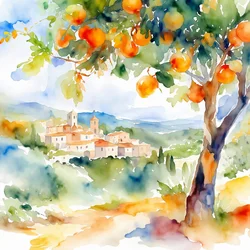 Pueblo de los naranjos de la Toscana