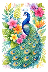 Floración de pavo real vibrante