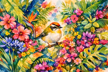 Un jardín tropical lleno de colorido