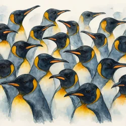 Pingüinos emperador en acuarela