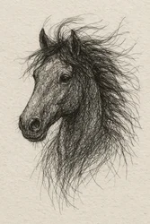 Boceto de un caballo salvaje
