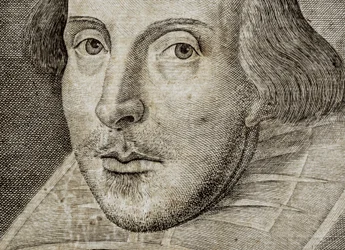 Detalle del retrato de William Shakespeare en el frontispicio de Comedies, histories,  t...