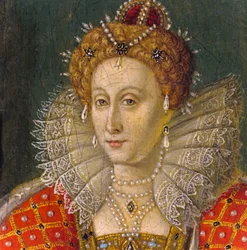 Detalle del retrato al óleo en miniatura de la reina Isabel I