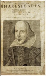 Retrato de William Shakespeare en el frontispicio de Comedias, historias y tragedias i...