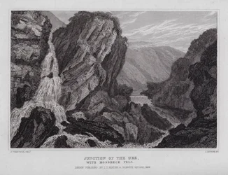 Unión del Ure, con Mossbeck Fell (grabado)