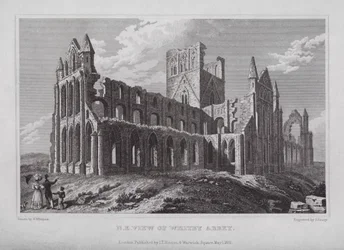 Vista Noreste de la Abadía de Whitby (grabado)