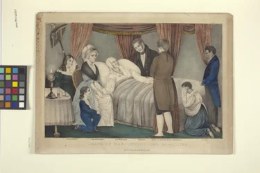 La muerte de Washington (litografía coloreada a mano)