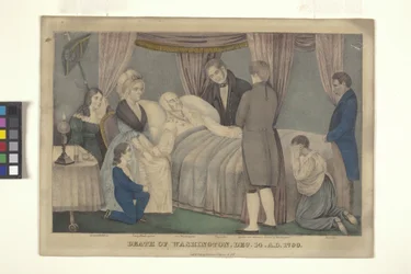 La muerte de Washington (litografía coloreada a mano)
