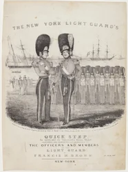El paso rápido de la Guardia Ligera de Nueva York: Como interpretado por la Banda de Bronce de Dodworth. Compuesto y respetuosamente dedicado a los oficiales y miembros de la Guardia Ligera; por Francis H. Brown
