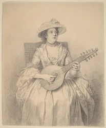 Mujer tocando una cítara