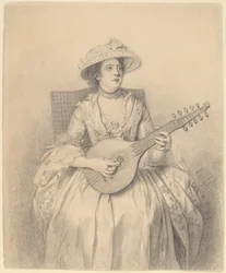 Mujer Tocando una Cítara