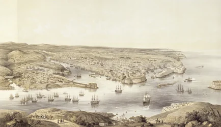 Sebastopol en todo su esplendor, 1848, grabado por Day und Son, publicado 1857