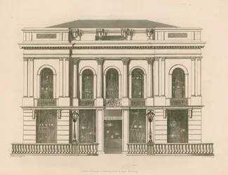 Frente de tienda para Hancock y Dixon, Pall Mall East, Londres