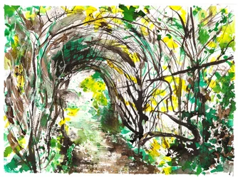 Arbour archway, 2025 (tintas y pintura acrílica sobre papel de acuarela)