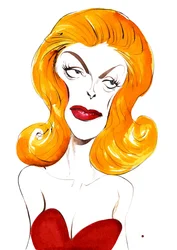 Julie London cantante y actriz estadounidense (1926-2000); caricatura en color