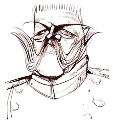 Caricatura de Paul von Hindenburg - General y Presidente Alemán nacido en Polonia (1847-1934)