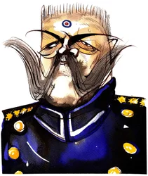 Caricatura en color de Paul von Hindenburg - General y Presidente Alemán nacido en Polonia (1847-1934)