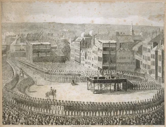 Ejecución de los señores rebeldes en 1745, Tower Hill, Londres, siglo XVIII