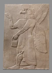 Panel de Relieve de Figura Sobrenatural con Cabeza de Águila y Alas, c.883-59 a.C.