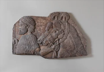 mozo extranjero en una procesión tributaria, c.721-05 a.C. (alabastro de yeso)
